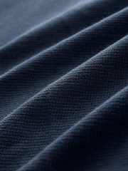 Navy Blue Textured Smart Polo Shirt - Image 6 of 7
