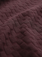 Burgundy Red Regular Fit Smart Quarter Zip Polo Shirt - Image 2 of 3