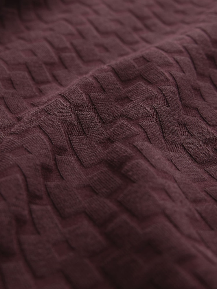 Burgundy Red Regular Fit Smart Quarter Zip Polo Shirt - Image 2 of 3