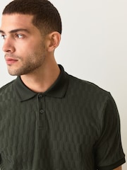 Olive Green Regular Fit Smart Quarter Zip Polo Shirt - Image 1 of 8
