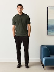 Olive Green Regular Fit Smart Quarter Zip Polo Shirt - Image 2 of 8