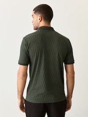 Olive Green Regular Fit Smart Quarter Zip Polo Shirt - Image 3 of 8