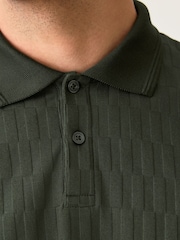 Olive Green Regular Fit Smart Quarter Zip Polo Shirt - Image 5 of 8