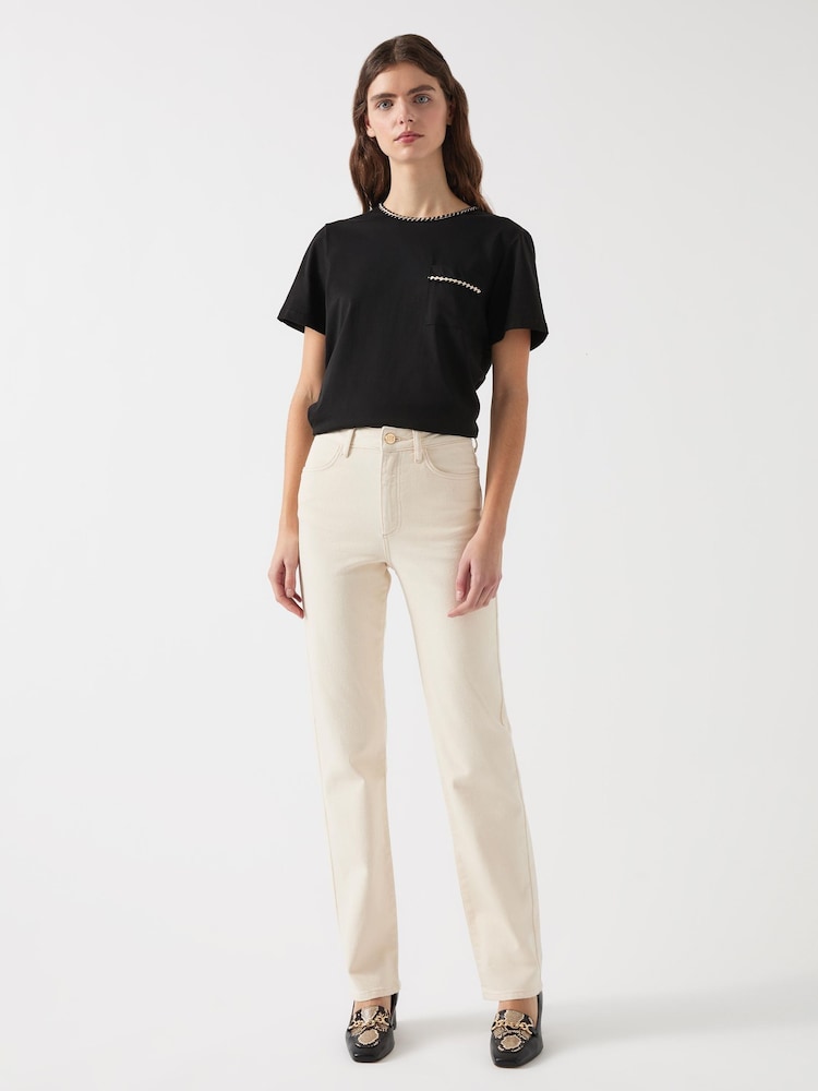 LK Bennett Black Vita Mono Tape Trim 100% Cotton T-Shirt - Image 1 of 3 LK Bennett Black Vita Mono Tape Trim 100% Cotton T-Shirt - Image 1 of 3
