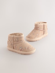 Neutral Floral Water Repellent Standard Fit (F) Suede Pull On Boots - Image 1 of 5