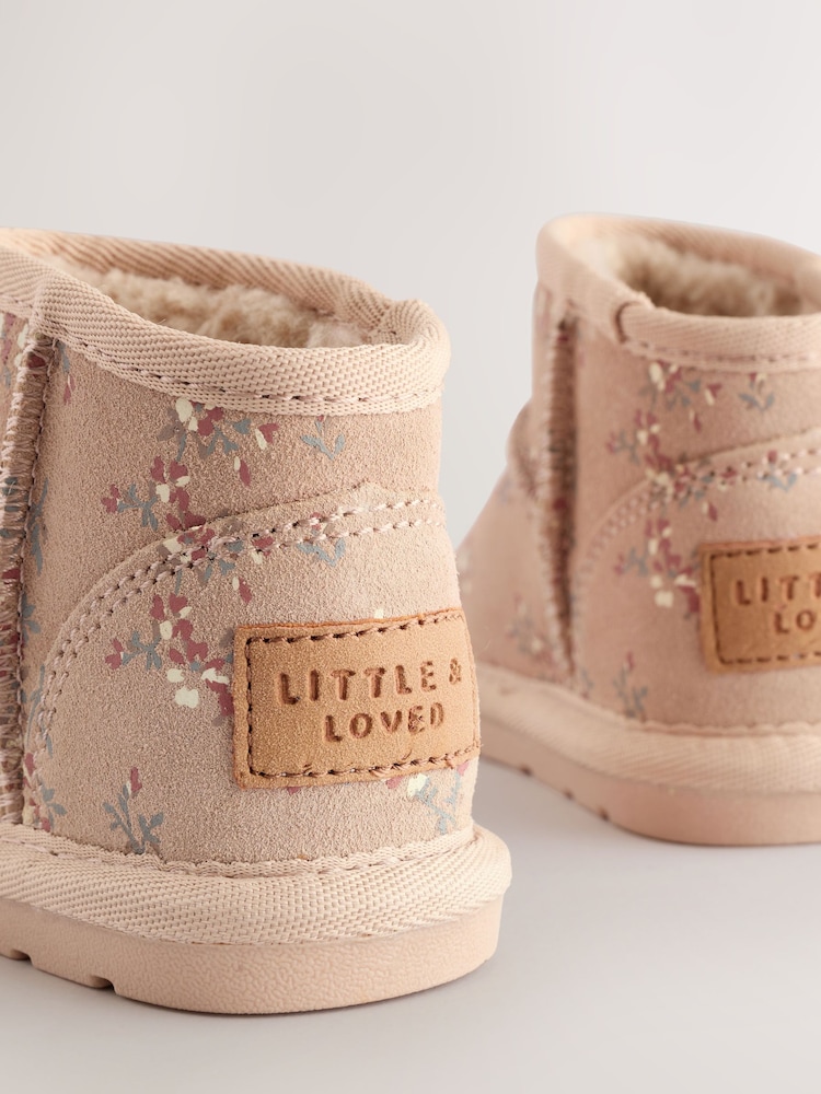 Neutral Floral Water Repellent Standard Fit (F) Suede Pull On Boots - Image 5 of 5