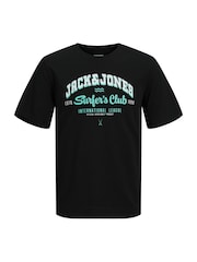 JACK & JONES Junior Blue 100% Cotton Logo Short Sleeve T-Shirts 3 Pack - Image 2 of 4