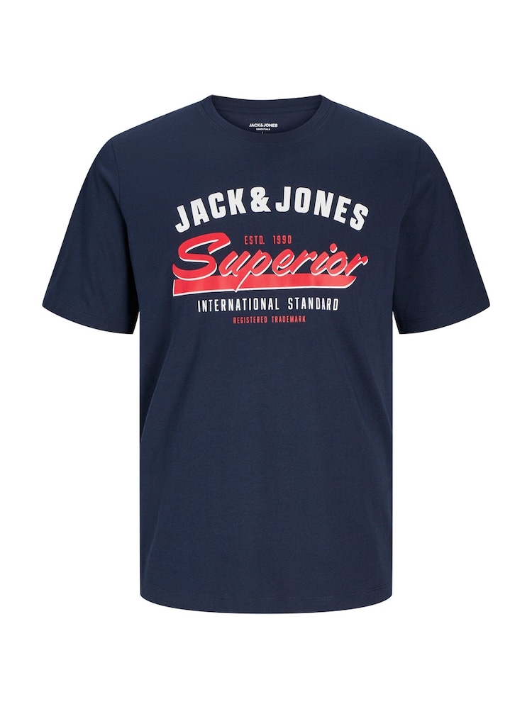 JACK & JONES Junior Blue 100% Cotton Logo Short Sleeve T-Shirts 3 Pack - Image 3 of 4
