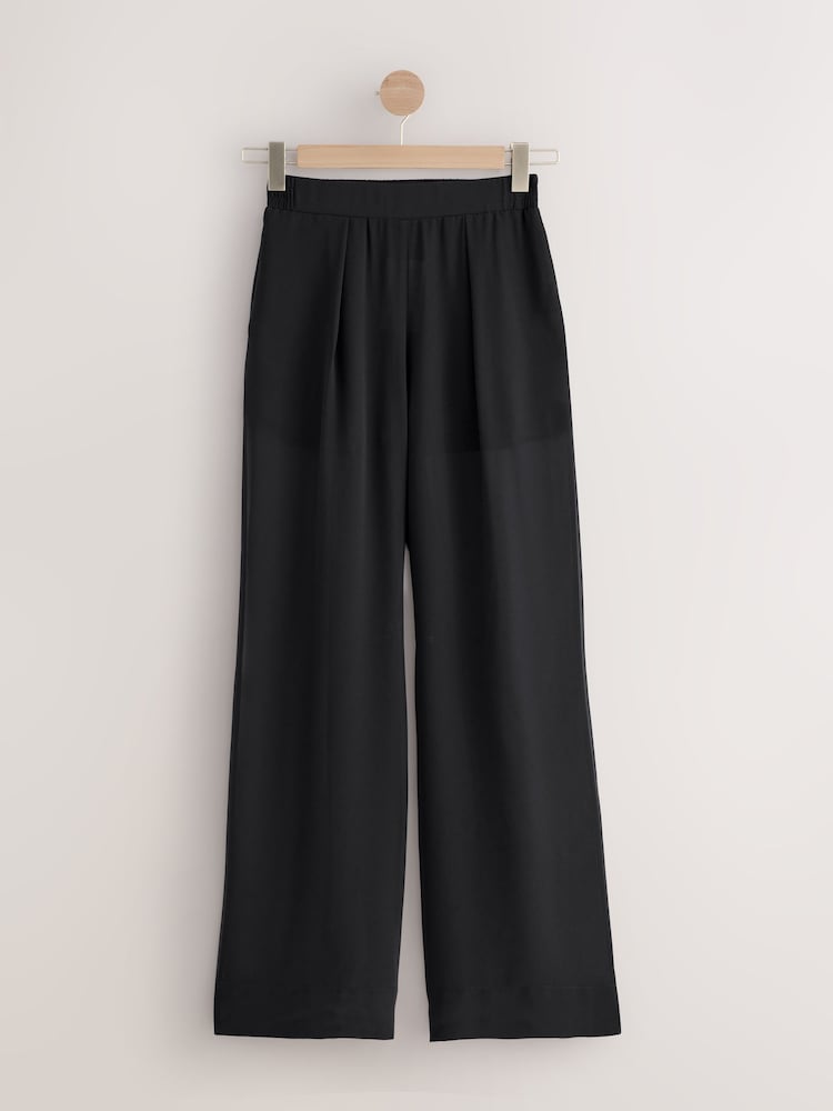 Black Sheer Wide Leg Trousers With Shorts Lining - Image 8 of 8 Black Sheer Wide Leg Trousers With Shorts Lining - Image 8 of 8