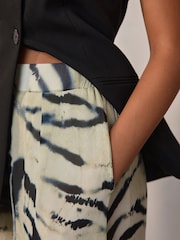 Ecru Zebra Print Sheer Wide Leg Trousers With Shorts Lining - Image 4 of 7