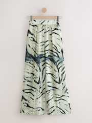 Ecru Zebra Print Sheer Wide Leg Trousers With Shorts Lining - Image 5 of 7