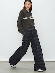 Navy Satin Waistband Wide Leg Trousers - Image 1 of 8