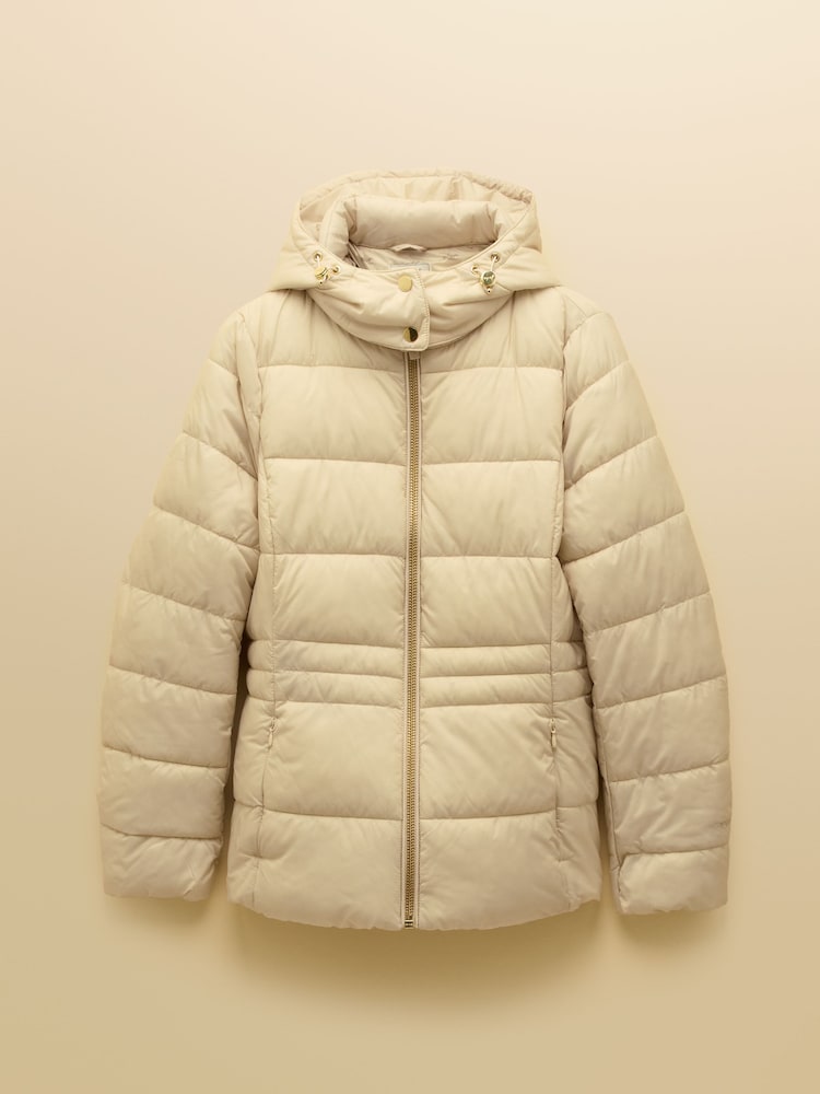 Joules Hadlow Neutral Showerproof Padded Coat with Hood - Image 10 of 10
