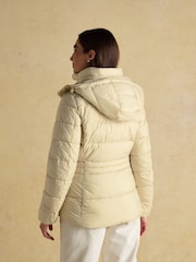 Joules Hadlow Neutral Showerproof Padded Coat with Hood - Image 2 of 10