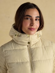Joules Hadlow Neutral Showerproof Padded Coat with Hood - Image 3 of 10
