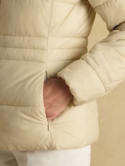 Joules Hadlow Neutral Showerproof Padded Coat with Hood - Image 4 of 10