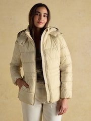 Joules Hadlow Neutral Showerproof Padded Coat with Hood - Image 5 of 10