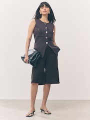 Chocolate Brown Smart Longline Shorts - Image 2 of 8
