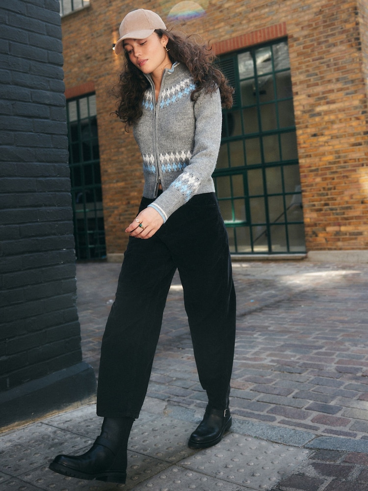 Black Cord Barrel Trousers - Image 1 of 8