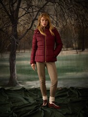 Joules Hadlow Red Showerproof Padded Coat with Hood - Image 2 of 3