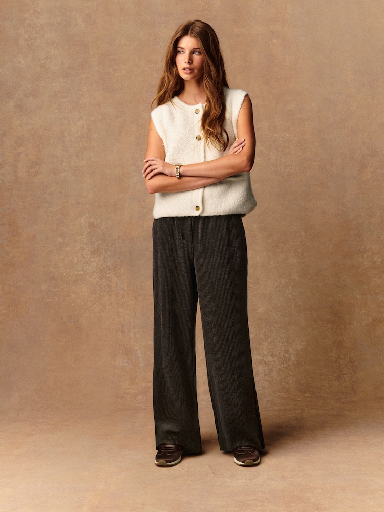 Chocolate Brown Wide Leg Soft Cord Trousers - Image 2 of 8 Chocolate Brown Wide Leg Soft Cord Trousers - Image 2 of 8
