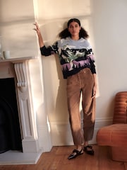 Marrón tostado - Cord Barrel Trousers - Imagen 1 de 8