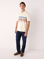 Ecru White 100% Cotton Short Sleeve Button Up Block Polo Shirt - Image 2 of 8