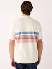Ecru White 100% Cotton Short Sleeve Button Up Block Polo Shirt - Image 4 of 8
