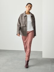 Grey Check Brushed Collared Bomber Jacket - Image 2 of 8