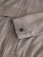 Grey Check Brushed Collared Bomber Jacket - Image 7 of 8