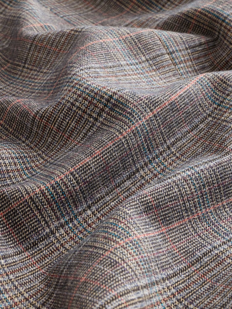 Grey Check Brushed Collared Bomber Jacket - Image 8 of 8 Grey Check Brushed Collared Bomber Jacket - Image 8 of 8
