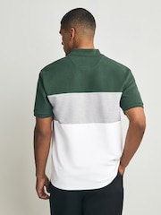 Green/Grey 100% Cotton Short Sleeve Button Up Block Polo Shirt - Image 2 of 7