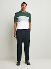 Green/Grey 100% Cotton Short Sleeve Button Up Block Polo Shirt - Image 3 of 7