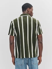 Olive Green Textured Stripe Jersey Shirt - Image 2 of 4