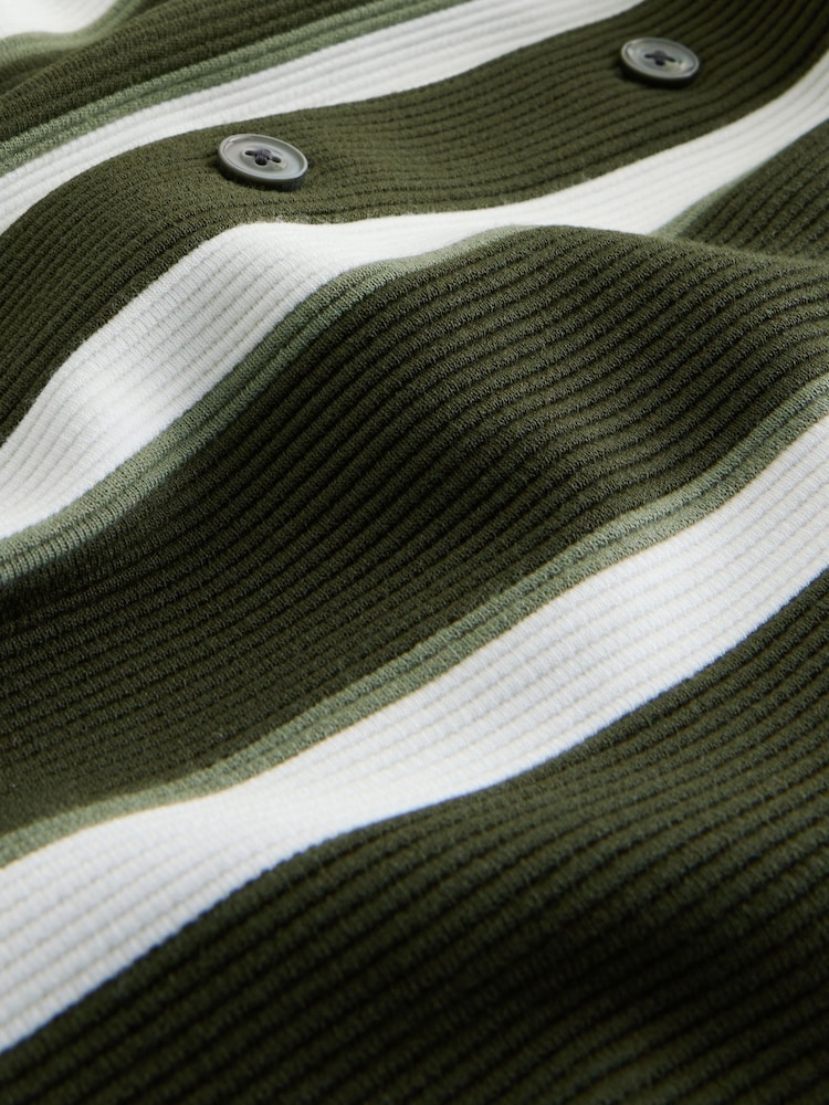 Olive Green Textured Stripe Jersey Shirt - Image 7 of 7 Olive Green Textured Stripe Jersey Shirt - Image 7 of 7