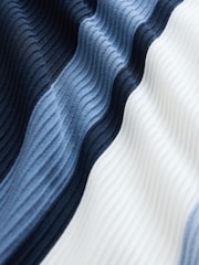 Blue Navy Vertical Stripe Quarter Zip Polo Shirt - Image 3 of 3