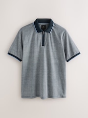 Blue Navy Geo Short Sleeve Print Polo Shirt - Image 1 of 3