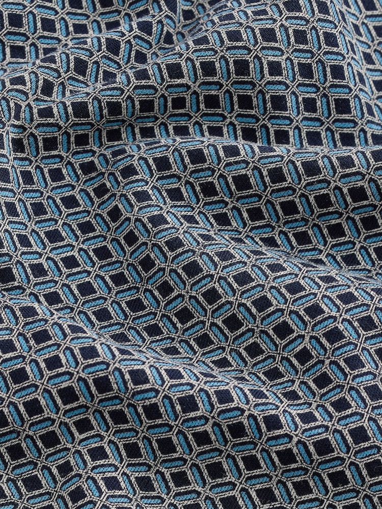 Blue Navy Geo Short Sleeve Print Polo Shirt - Image 2 of 3