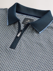 Blue Navy Geo Short Sleeve Print Polo Shirt - Image 3 of 3