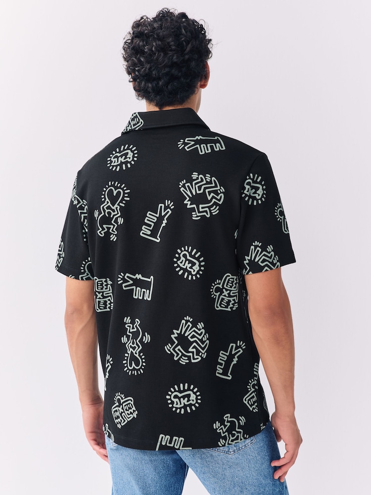 Black Licence Keith Haring Polo Shirt - Image 2 of 6 Black Licence Keith Haring Polo Shirt - Image 2 of 6