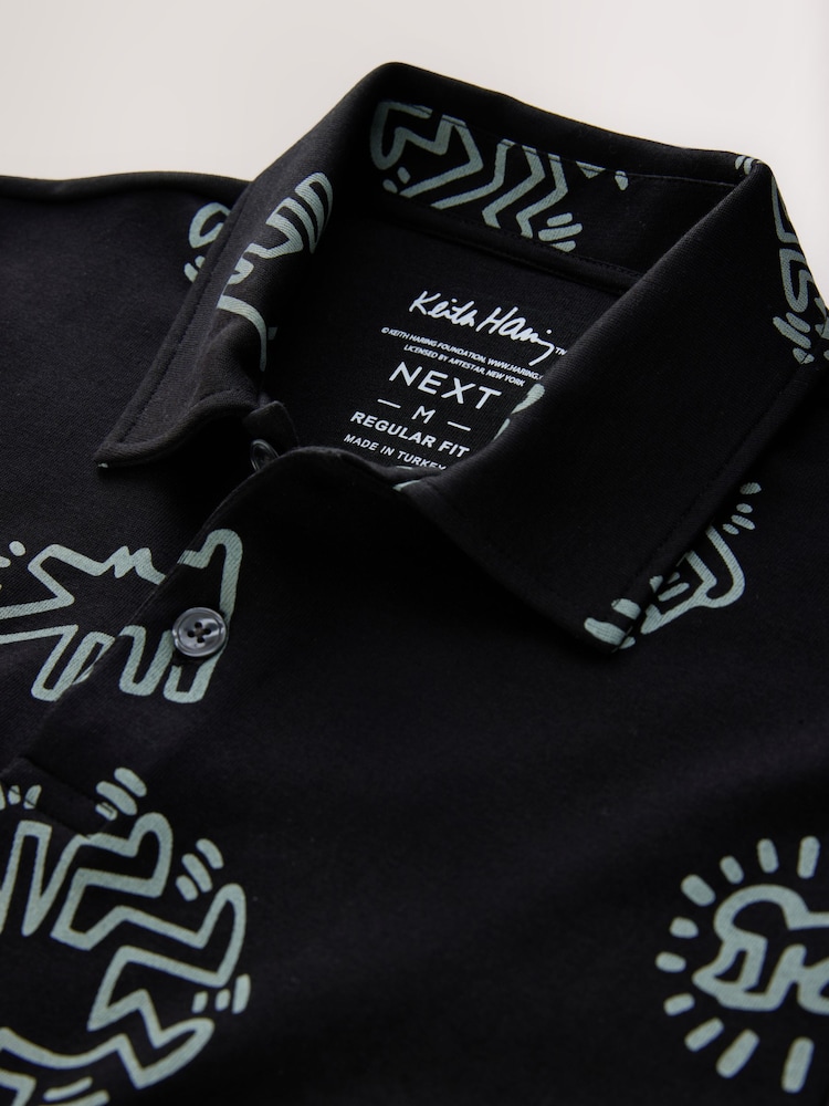 Black Licence Keith Haring Polo Shirt - Image 6 of 6 Black Licence Keith Haring Polo Shirt - Image 6 of 6