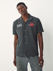 Charcoal Grey Guns N' Roses Band Graphic Print Polo Shirt - Image 2 of 9
