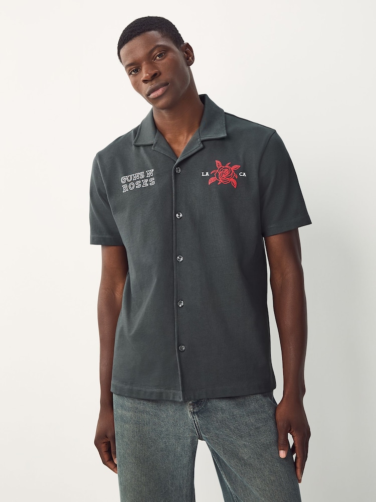 Charcoal Grey Guns N' Roses Band Graphic Print Polo Shirt - Image 2 of 9
