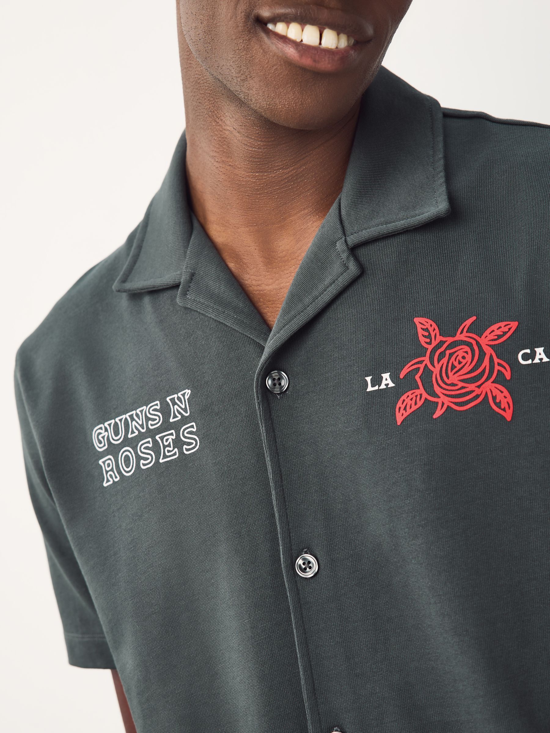 Buy Charcoal Grey Guns N' Roses Band Graphic Print Polo Shirt from