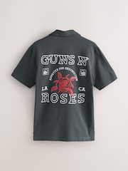 Charcoal Grey Guns N' Roses Band Graphic Print Polo Shirt - Image 7 of 9