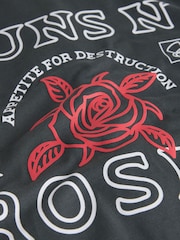 Charcoal Grey Guns N' Roses Band Graphic Print Polo Shirt - Image 9 of 9