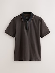 Black Short Sleeve Print Polo Shirt - Image 1 of 3