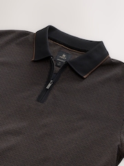 Black Short Sleeve Print Polo Shirt - Image 3 of 3