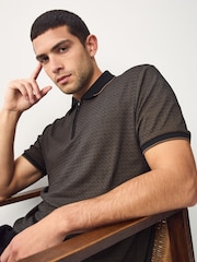 Black Short Sleeve Print Polo Shirt - Image 4 of 8
