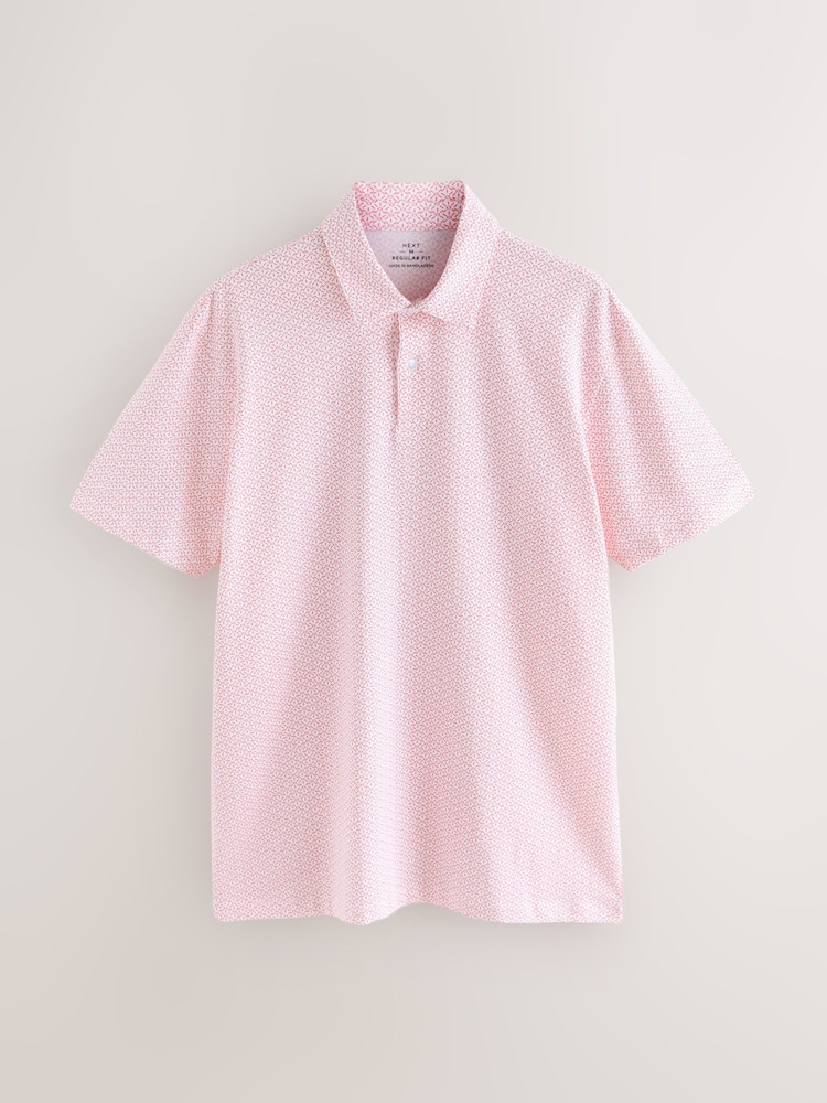 Green/Pink/Navy Geos Regular Fit Short Sleeve Jersey Polo Shirts 3 Pack - Image 2 of 8
